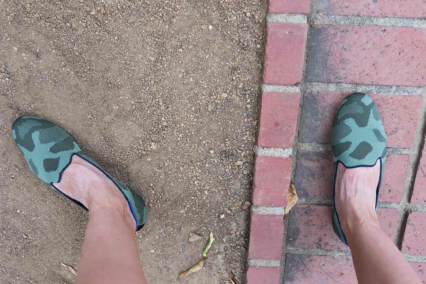 Rothy's vegan shoe The Loafer style in olive camo