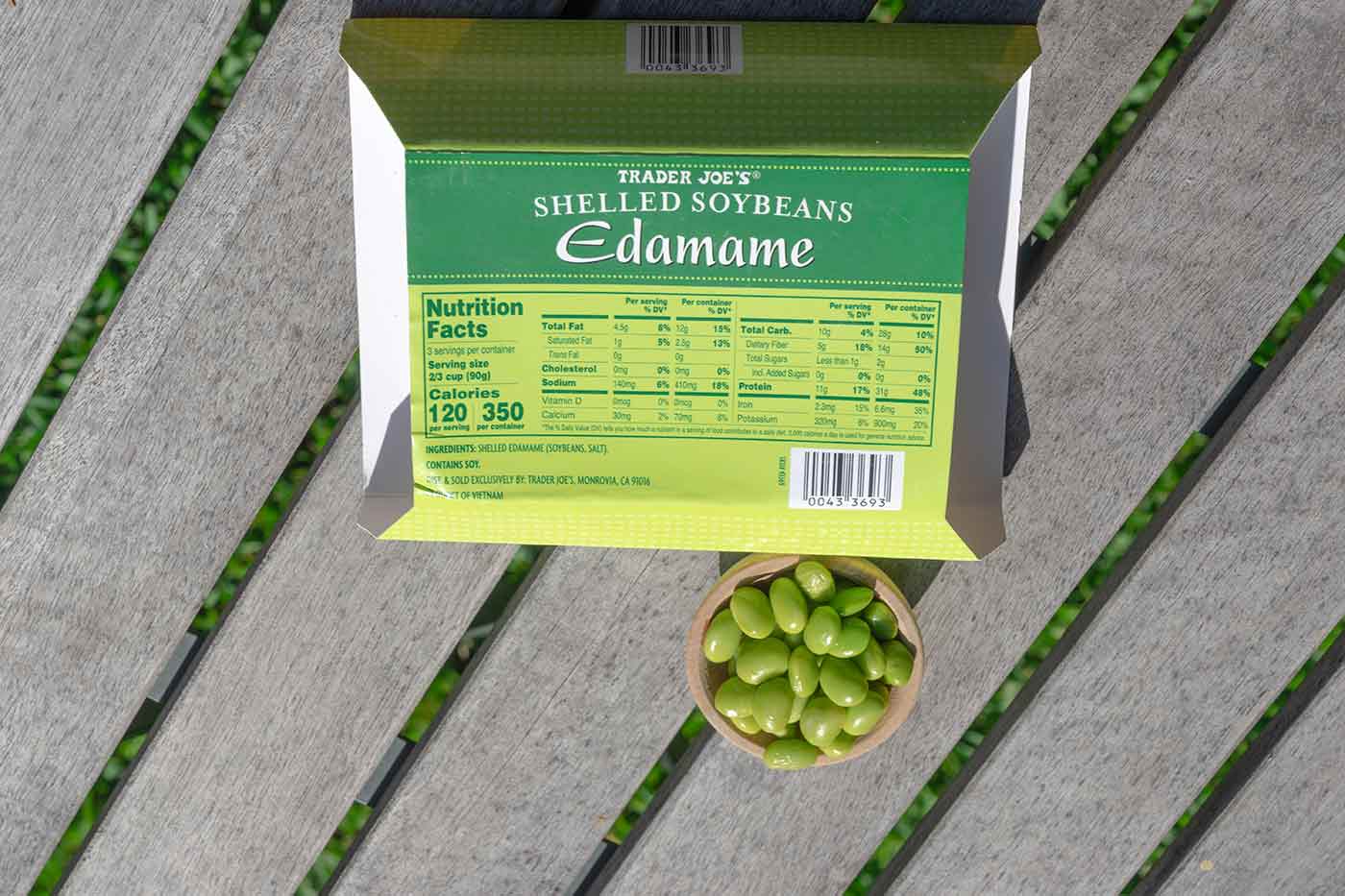 Trader Joe's edamame nutrition label