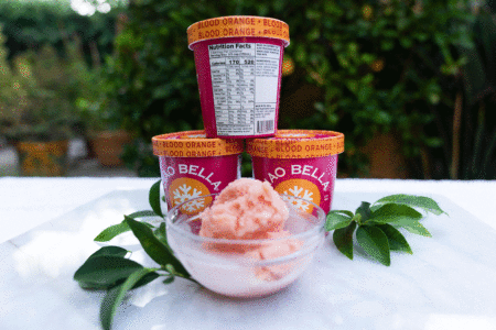 new nutrition facts label on pint of ice cream ciao bella blood orange sorbetto