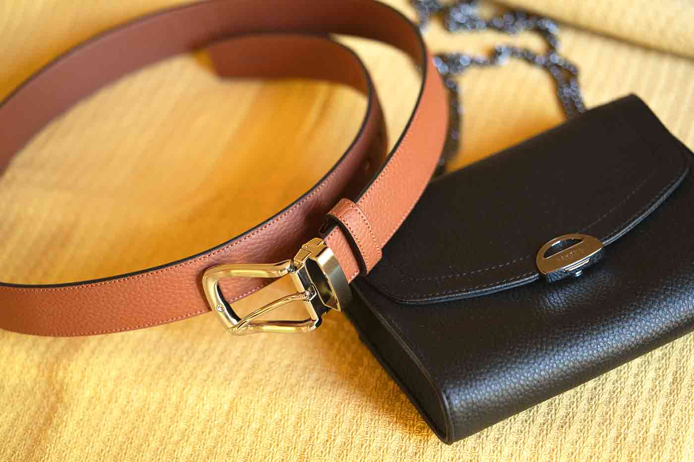 Apple Leather purse and belt from designer Ashoka in Paris