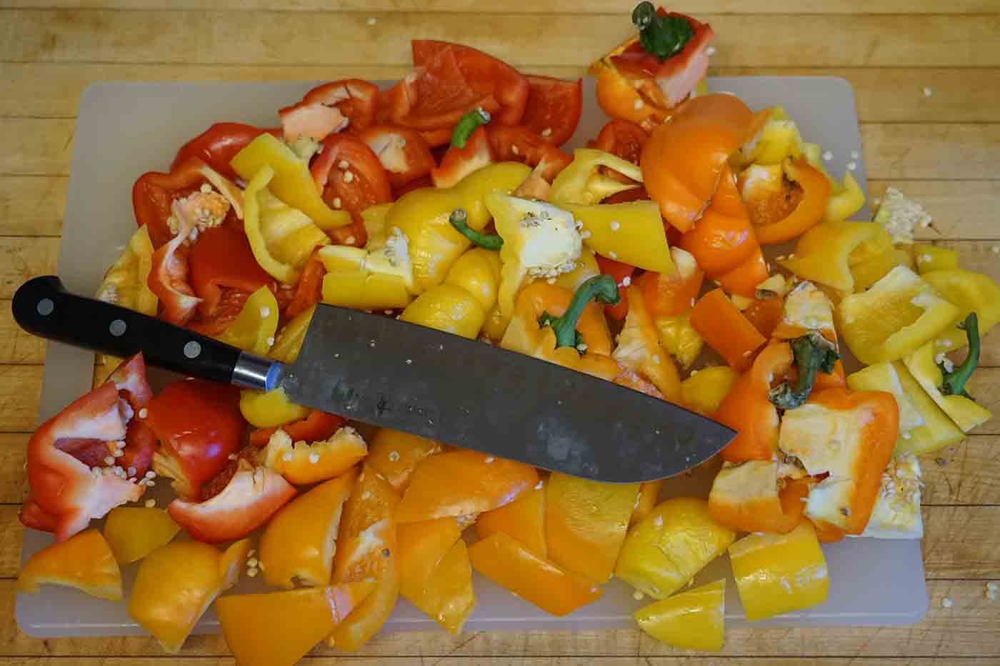 spoiled veggies chopped on a kitchen countertop for composting with nitrogen