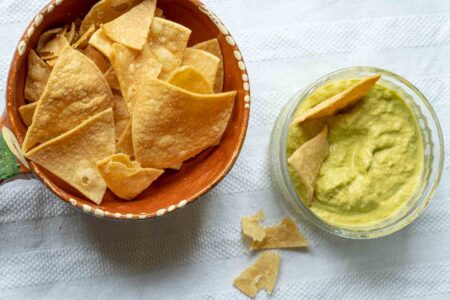 salsa dona in a bowl next to chips