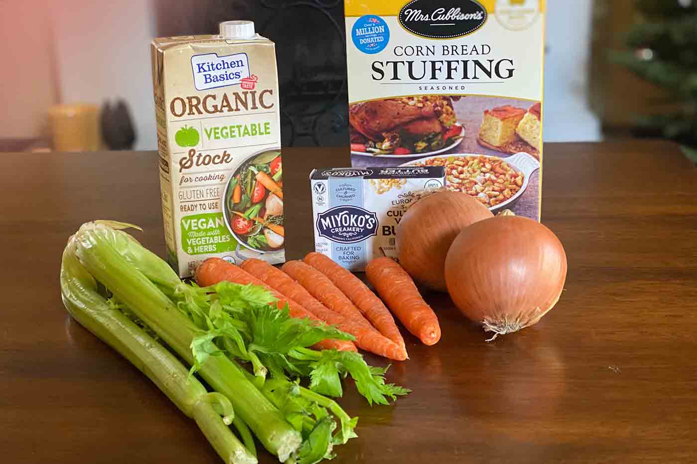 ingredients for vegan cornbread stuffing from Mrs. Cubbison's
