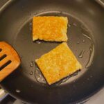 browned tempeh fried in canola oil